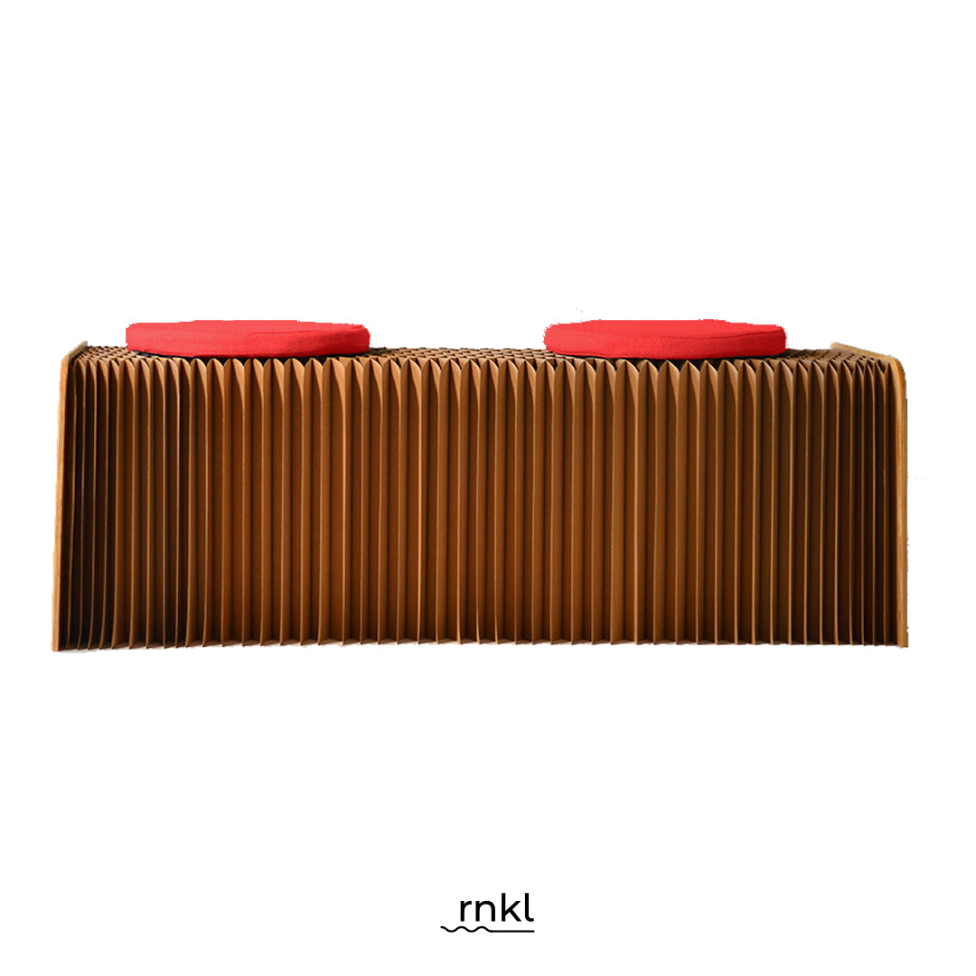 rnkl paper bench red cushion